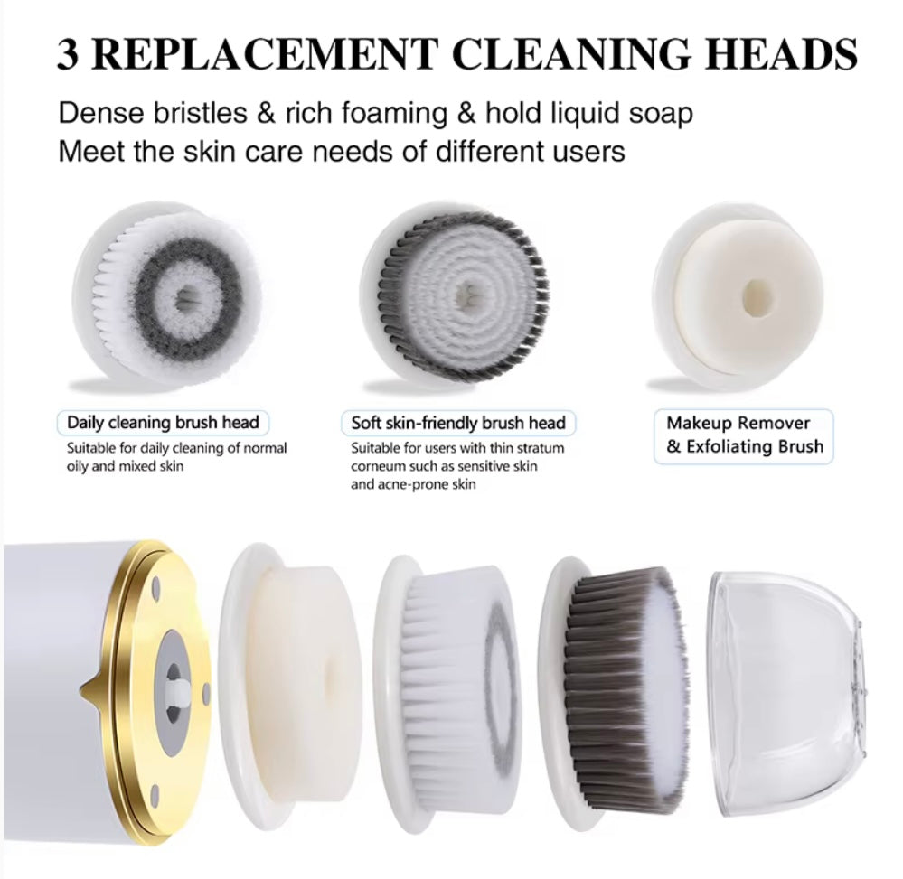GlowQuest 3-in-1 Electric Facial Cleansing Brush for Home Use