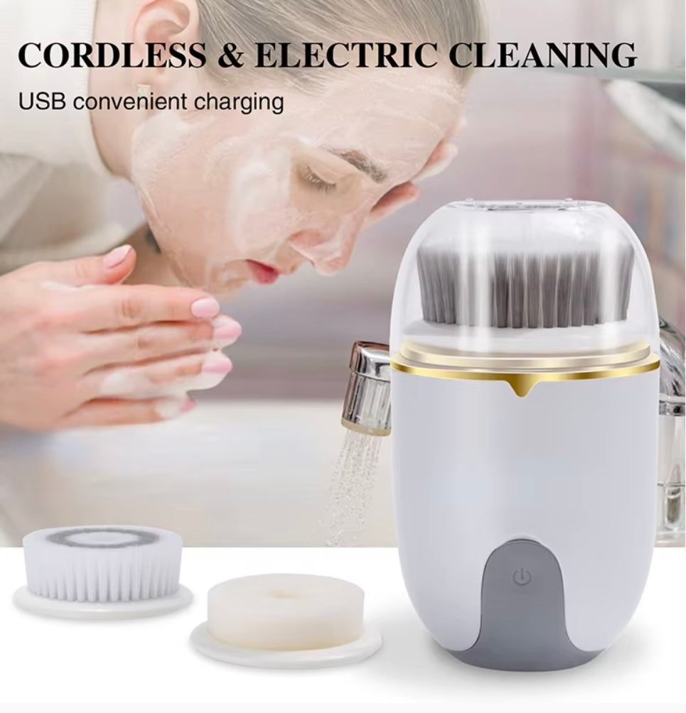 GlowQuest 3-in-1 Electric Facial Cleansing Brush for Home Use
